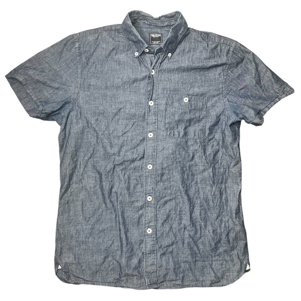 Todd Snyder Shirt Japanese Chambray Beckham S/S Button Down Indigo Mens Sz Med